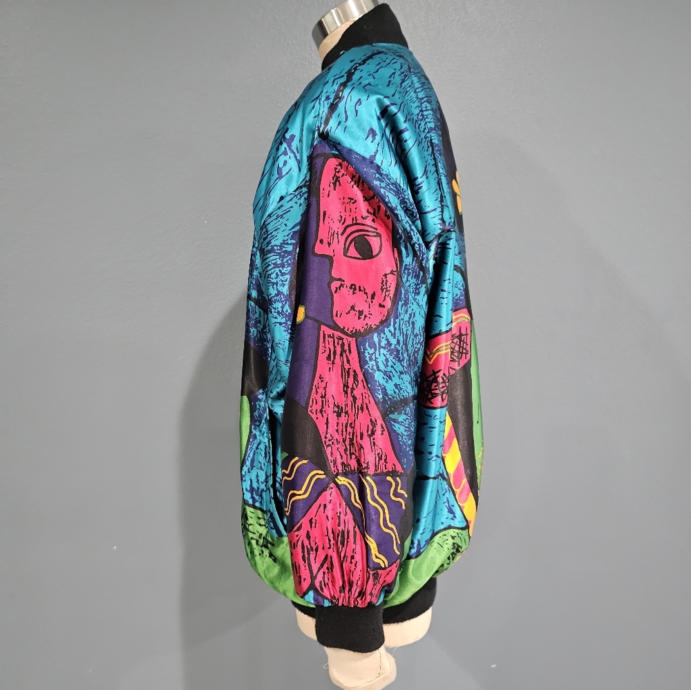 Vintage VENEZIA Women Picasso Print Bomber Windbreaker Jacket 14/16 - Picture 5 of 9